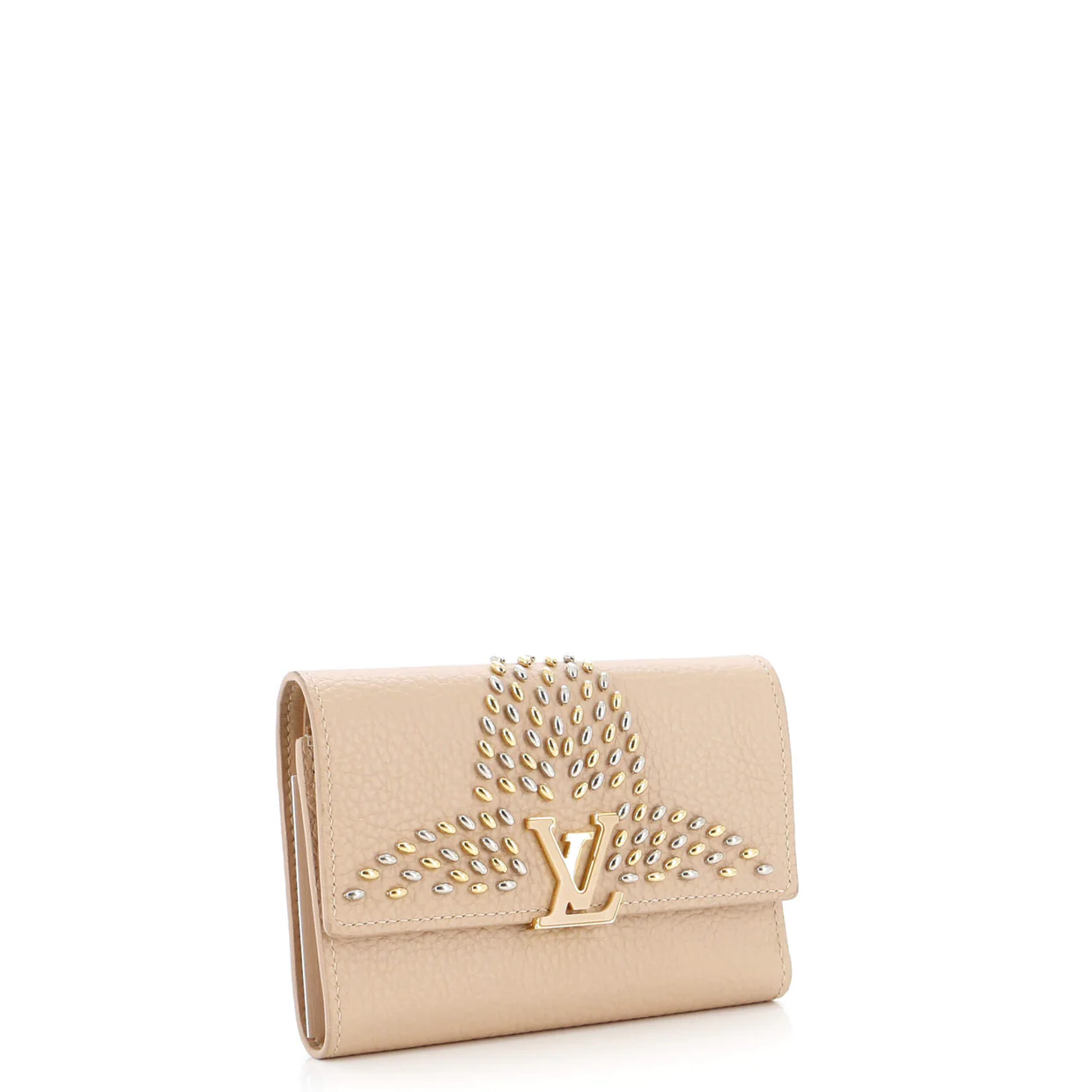 Capucines Wallet Leather with Embellished Detail Compact - Deep Luxury