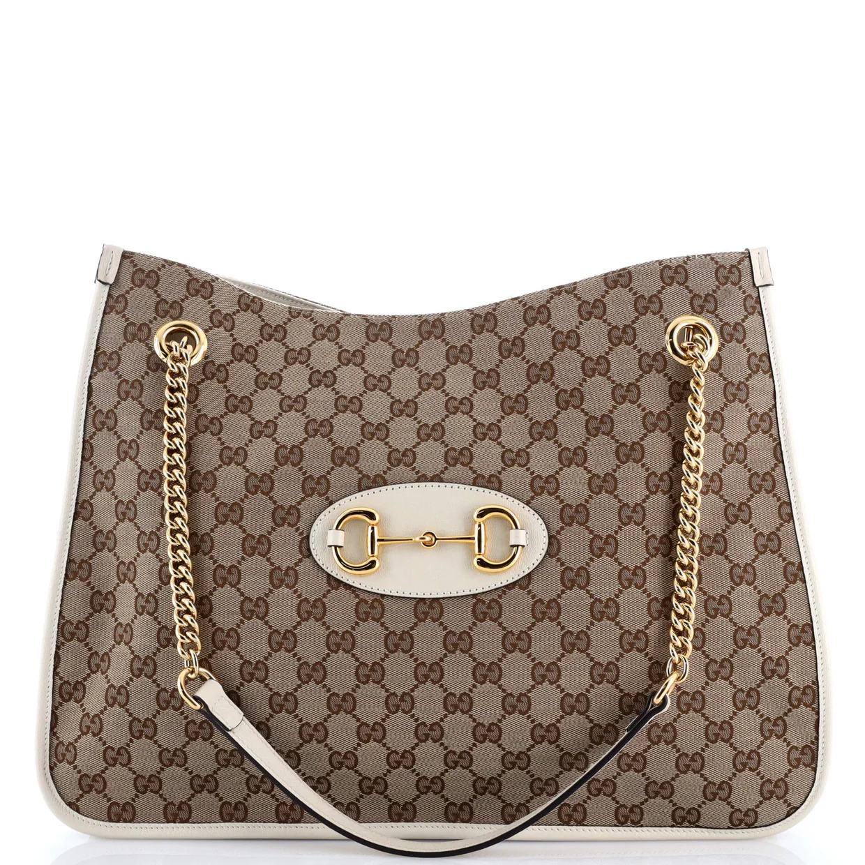 Horsebit 1955 Chain Tote GG Canvas with Leather Large - Deep Luxury