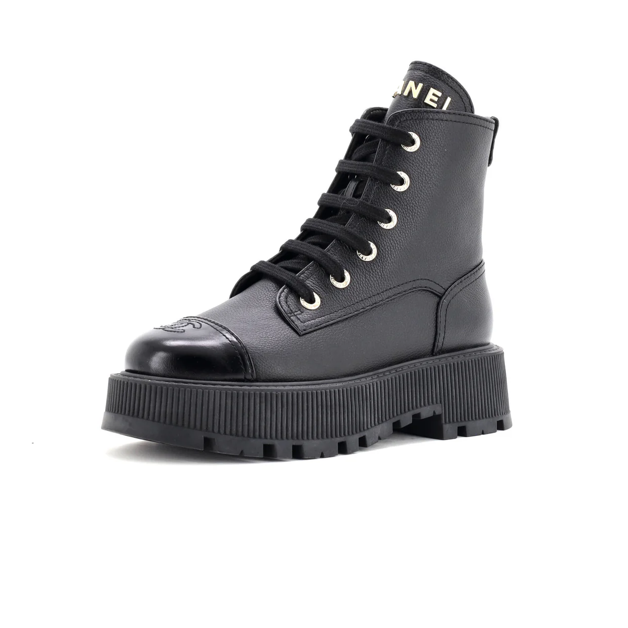 Women's CC Cap Toe Lace Up Combat Boots Leather - Deep Luxury