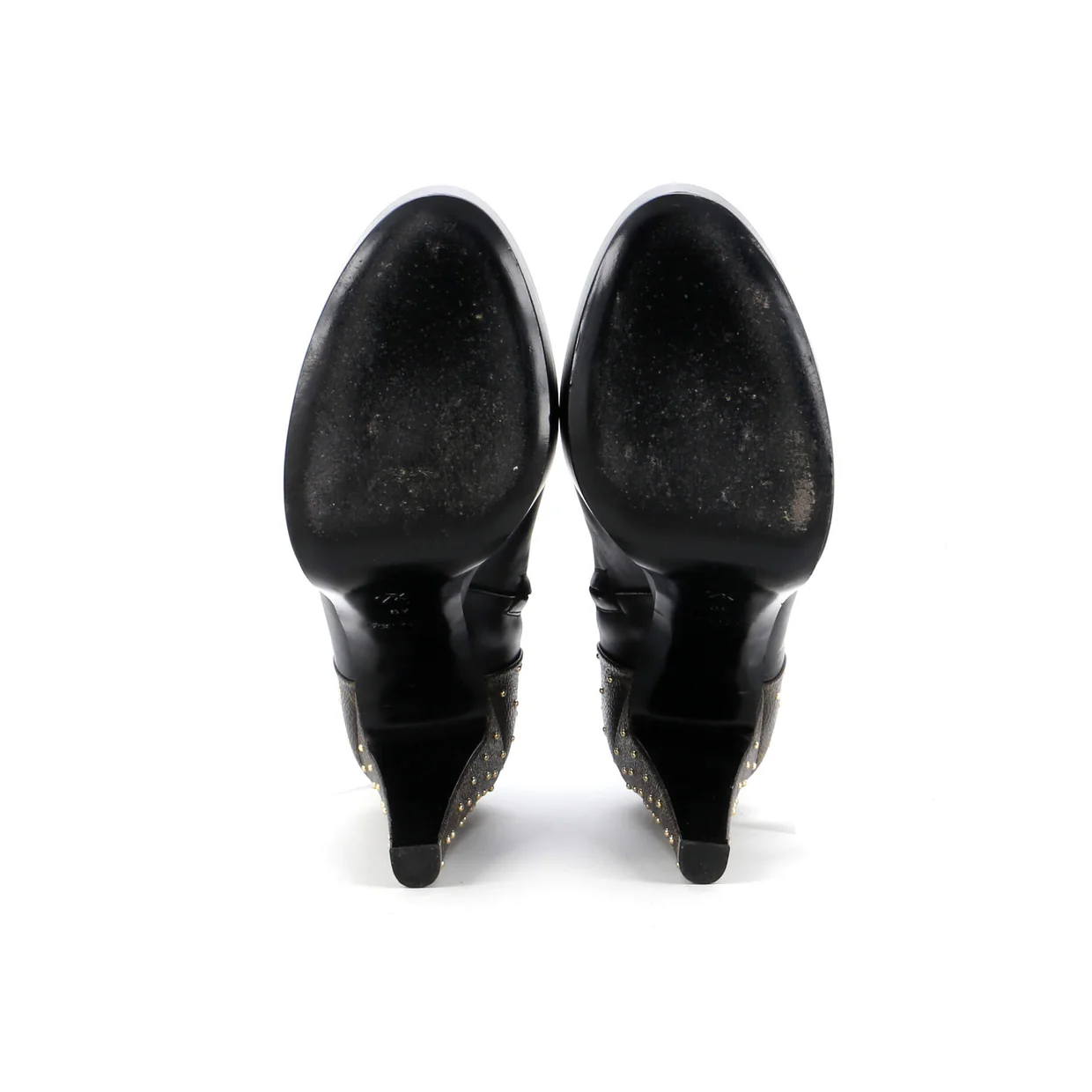 Women's Afterglow Platform Ankle Boots Leather with Monogram Canvas - Deep Luxury