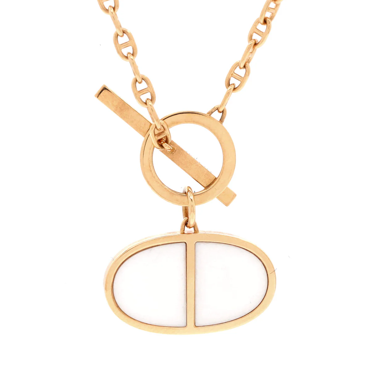 Chaine d'Ancre Verso Pendant Necklace 18K Rose Gold with Ceramic - Deep Luxury