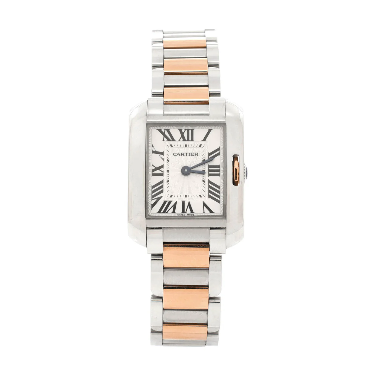 Tank Anglaise Quartz Watch Stainless Steel and Rose Gold 23 - Deep Luxury