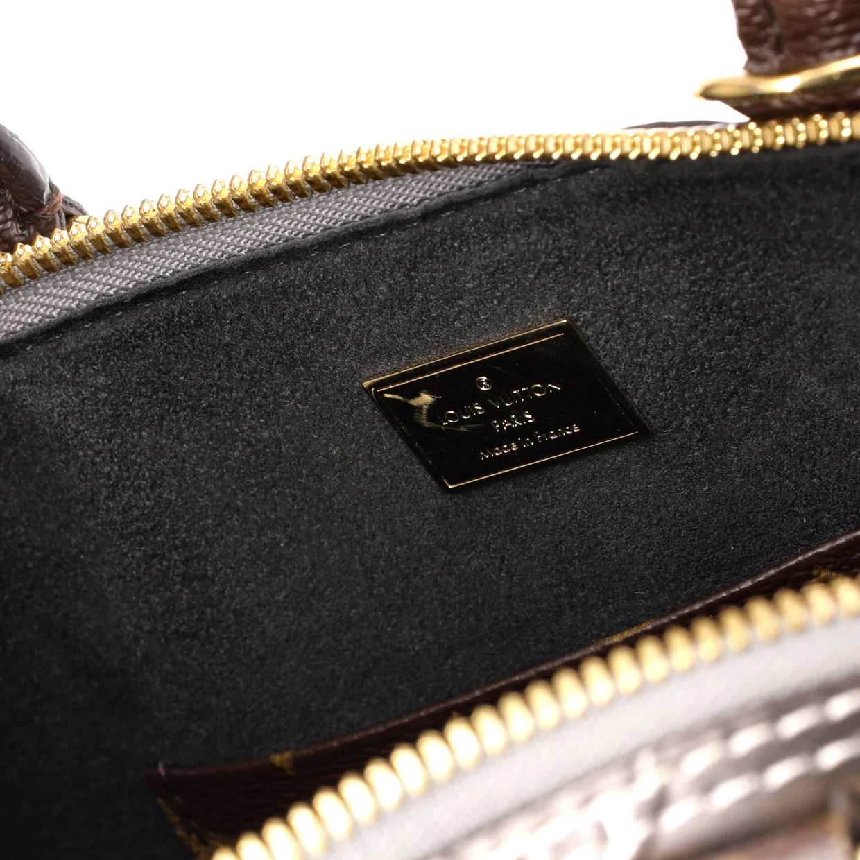 Alma Handbag Limited Edition Metallic Monogram Vernis and Monogram Canvas BB - Deep Luxury