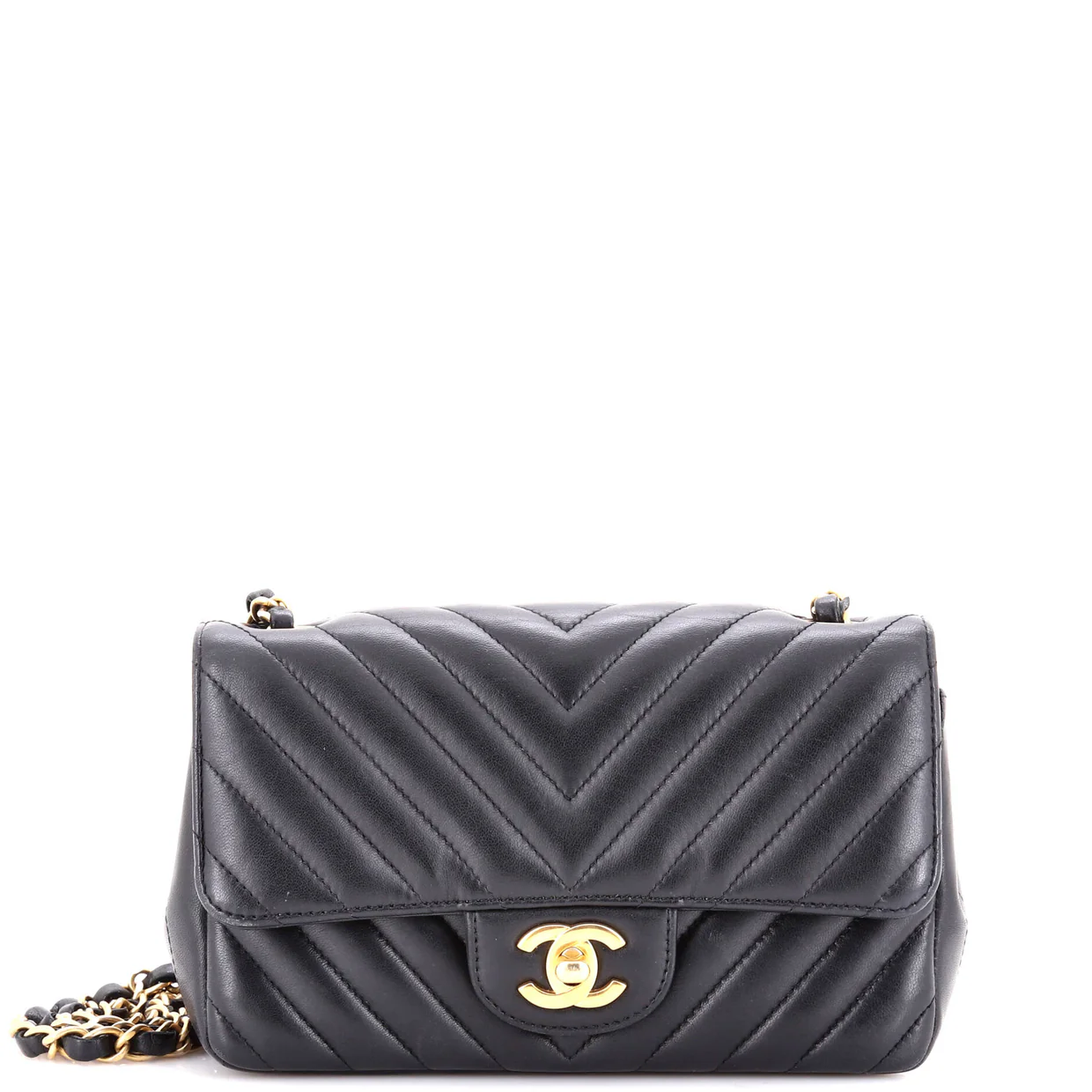 Classic Single Flap Bag Chevron Lambskin Mini - Deep Luxury