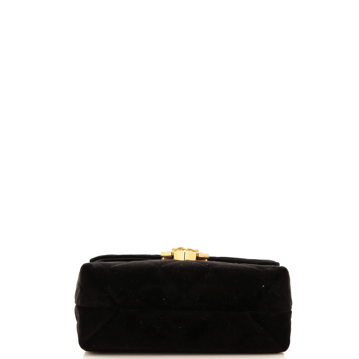 Diamond Lock CC Flap Bag Quilted Velvet with Crystals Mini - Deep Luxury