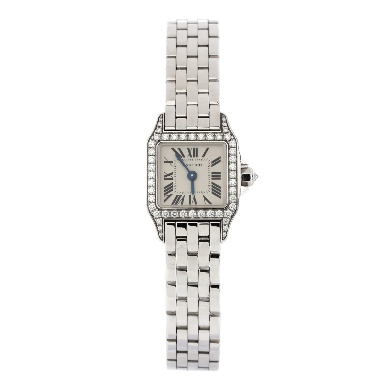 Santos Demoiselle Quartz Watch White Gold with Diamond Bezel 20 - Deep Luxury