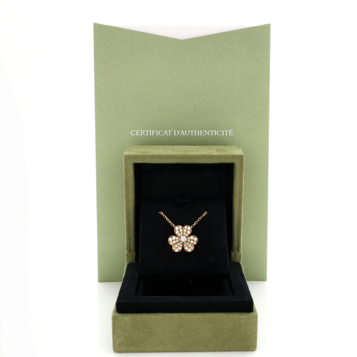 Frivole Pendant Necklace 18K Yellow Gold with Pave Diamonds Small - Deep Luxury