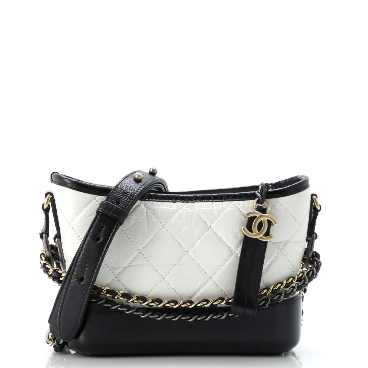 Bicolor Gabrielle Hobo Quilted Aged Calfskin Small - Deep Luxury