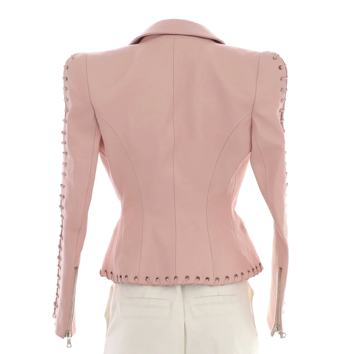 Women's Laced Single Breasted Two Pocket Jacket Lambskin - Deep Luxury