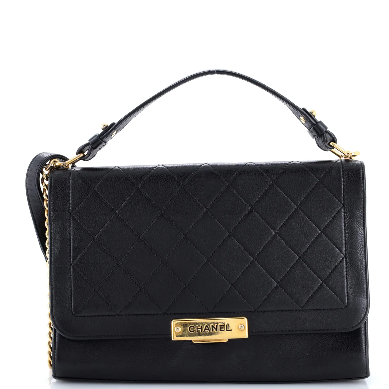 Label Click Flap Bag Quilted Calfskin Large - Deep Luxury