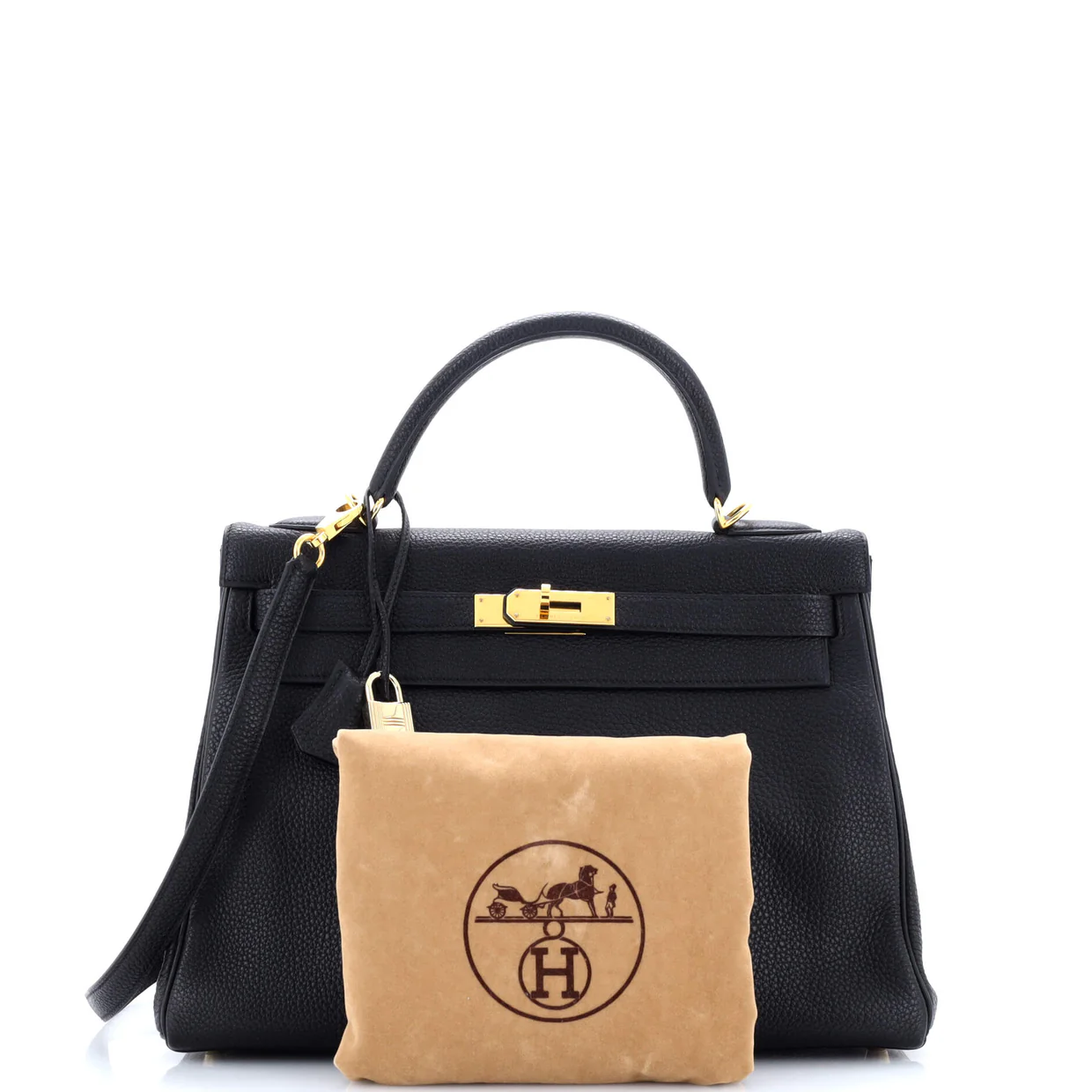 Kelly Handbag Noir Togo with Gold Hardware 32 - Deep Luxury
