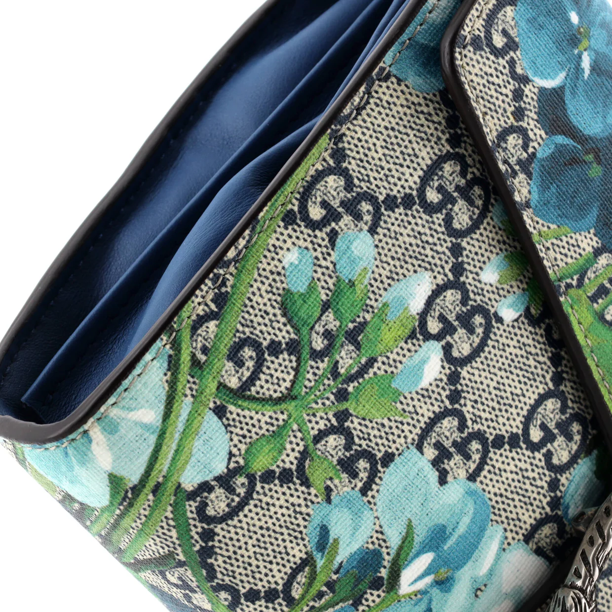 Dionysus Chain Wallet Blooms Print GG Coated Canvas Small - Deep Luxury