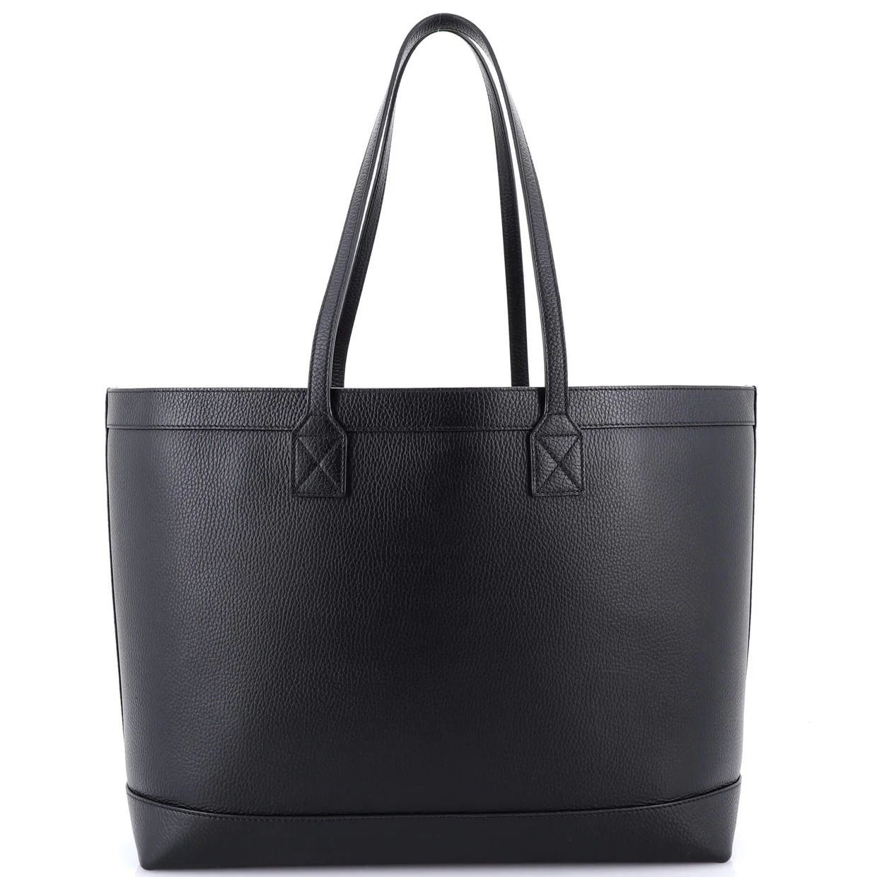 Shopping Tote Leather with Check Canvas Interior Medium - Deep Luxury