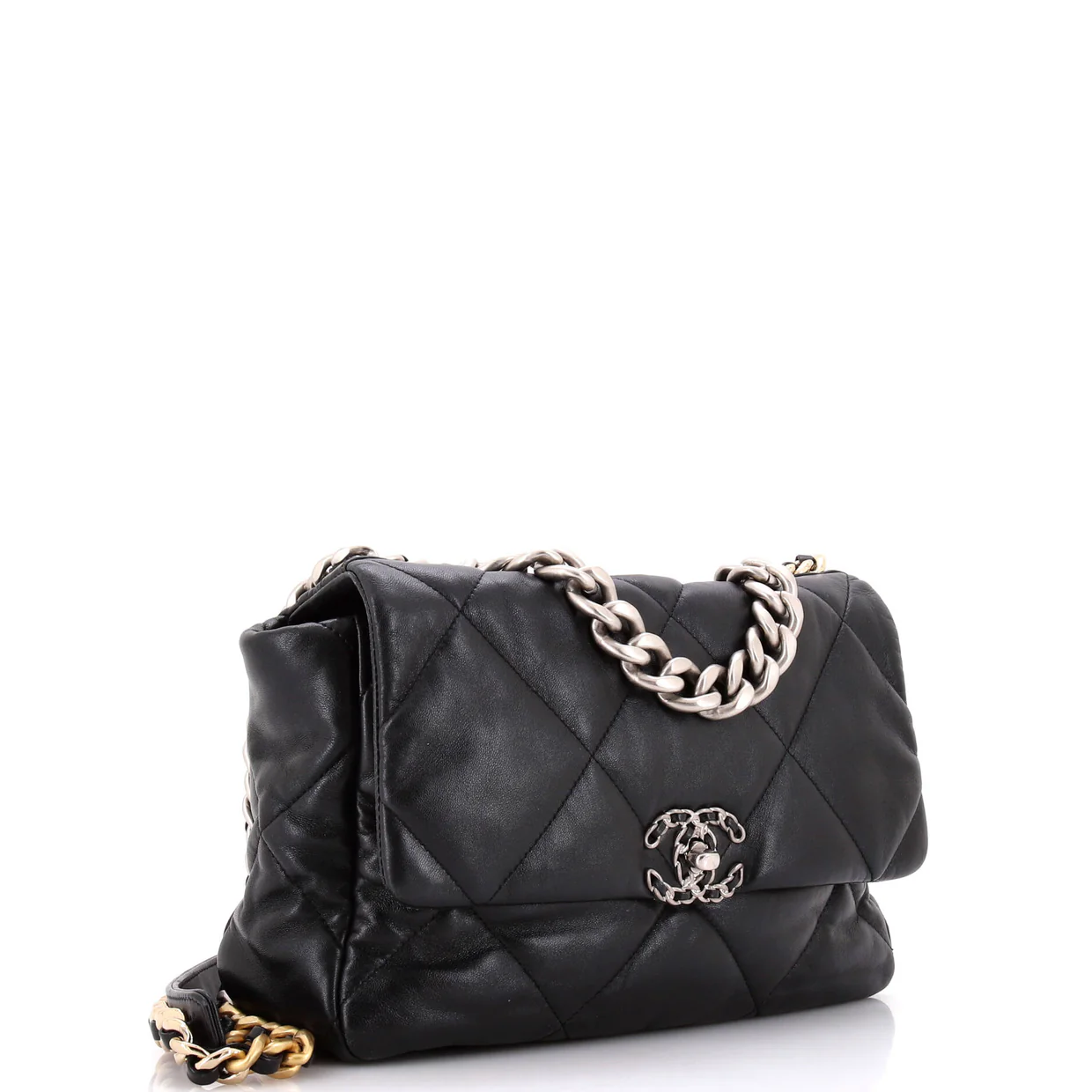 19 Flap Bag Quilted Leather Large - Deep Luxury