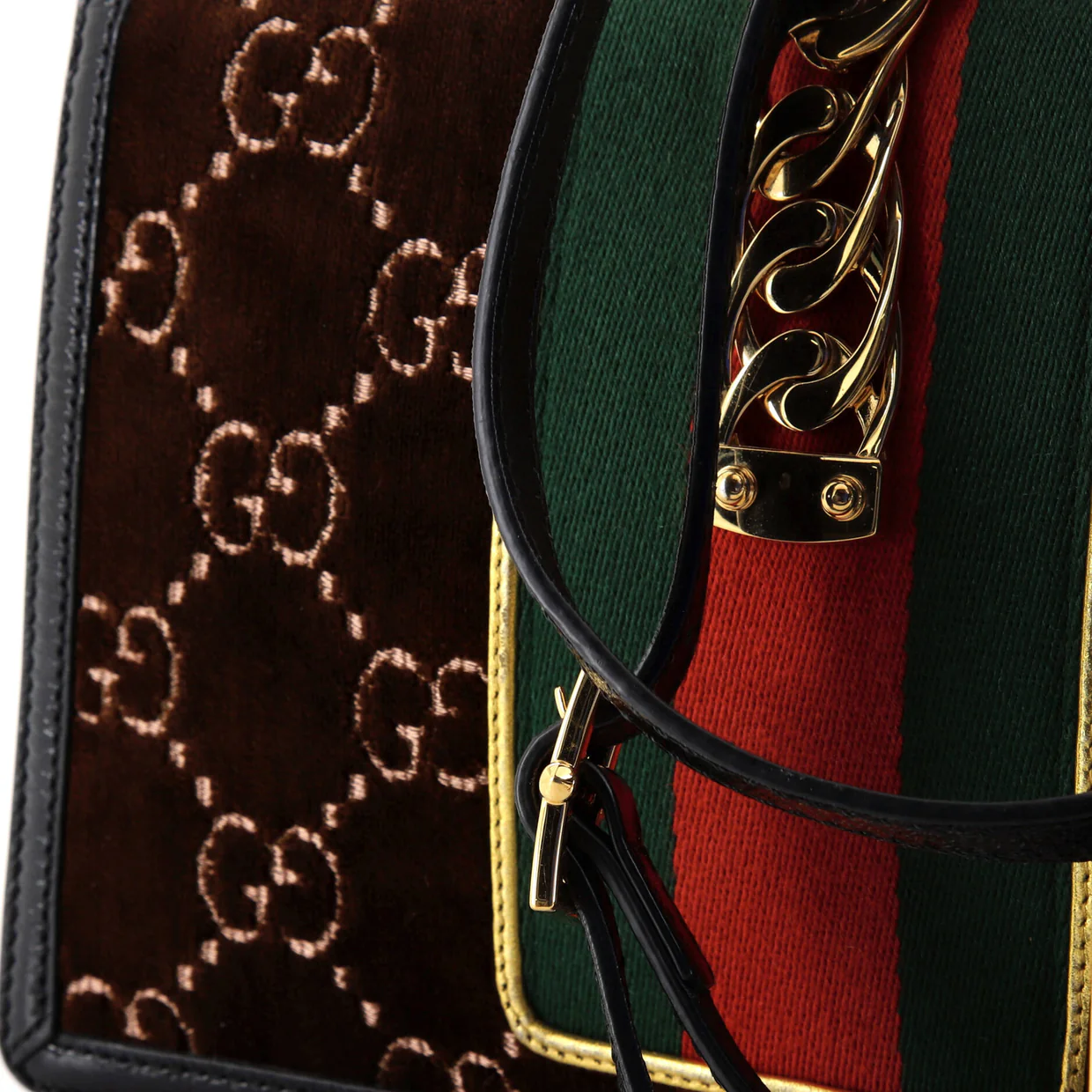 Sylvie Shoulder Bag GG Velvet Small - Deep Luxury