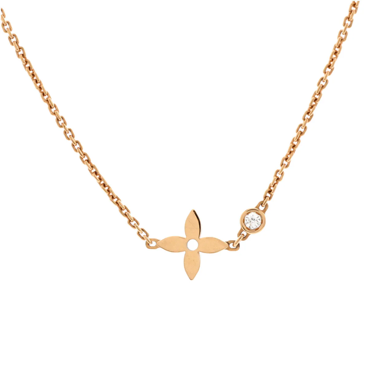 Monogram Idylle Necklace 18K Rose Gold with Diamond - Deep Luxury