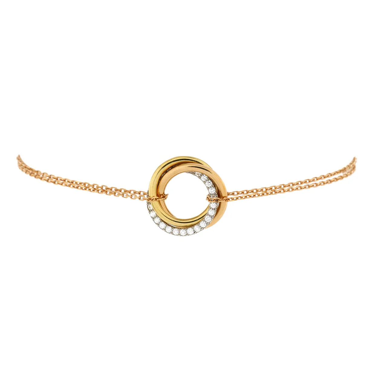Trinity Chain Bracelet 18K Tricolor Gold and Diamonds - Deep Luxury