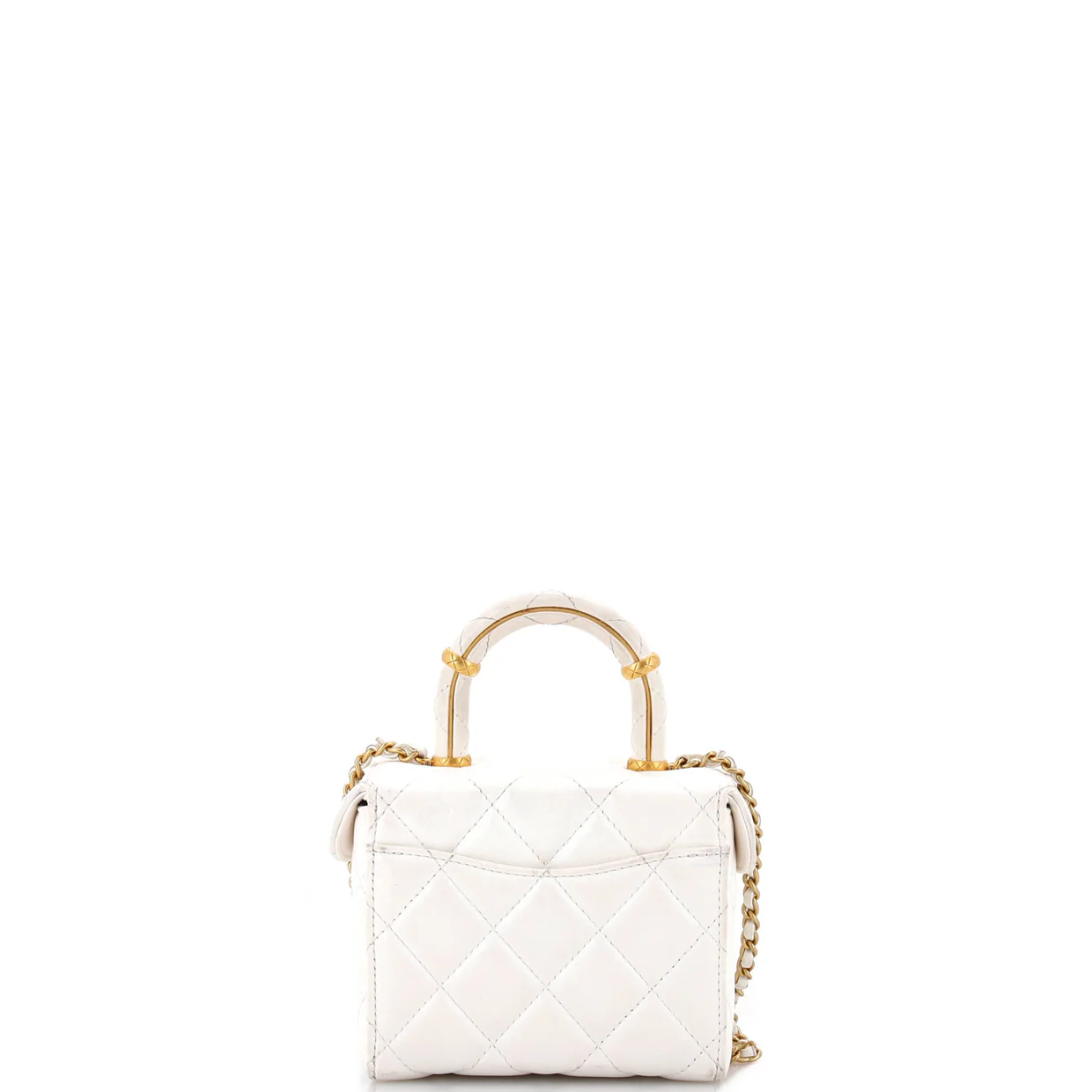 CC Top Handle Flap Vanity Case Quilted Lambskin Small - Deep Luxury