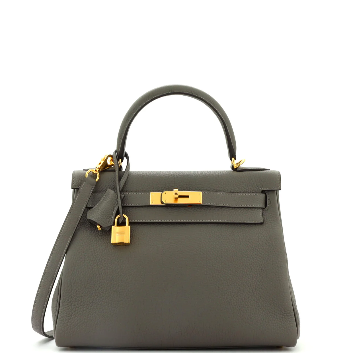 Kelly Handbag Grey Clemence with Gold Hardware 28 - Deep Luxury