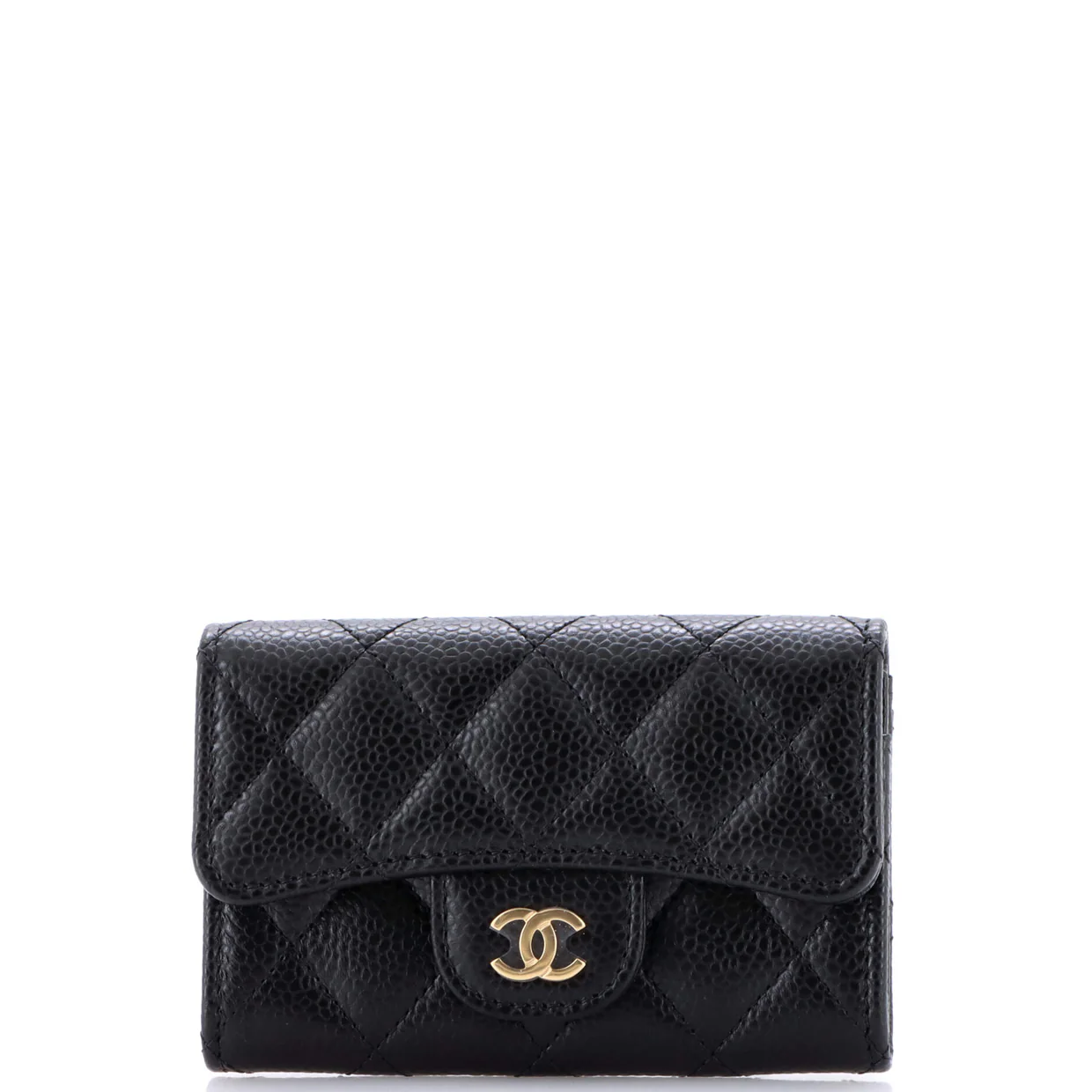 Classic Flap Card Case Quilted Caviar - Deep Luxury