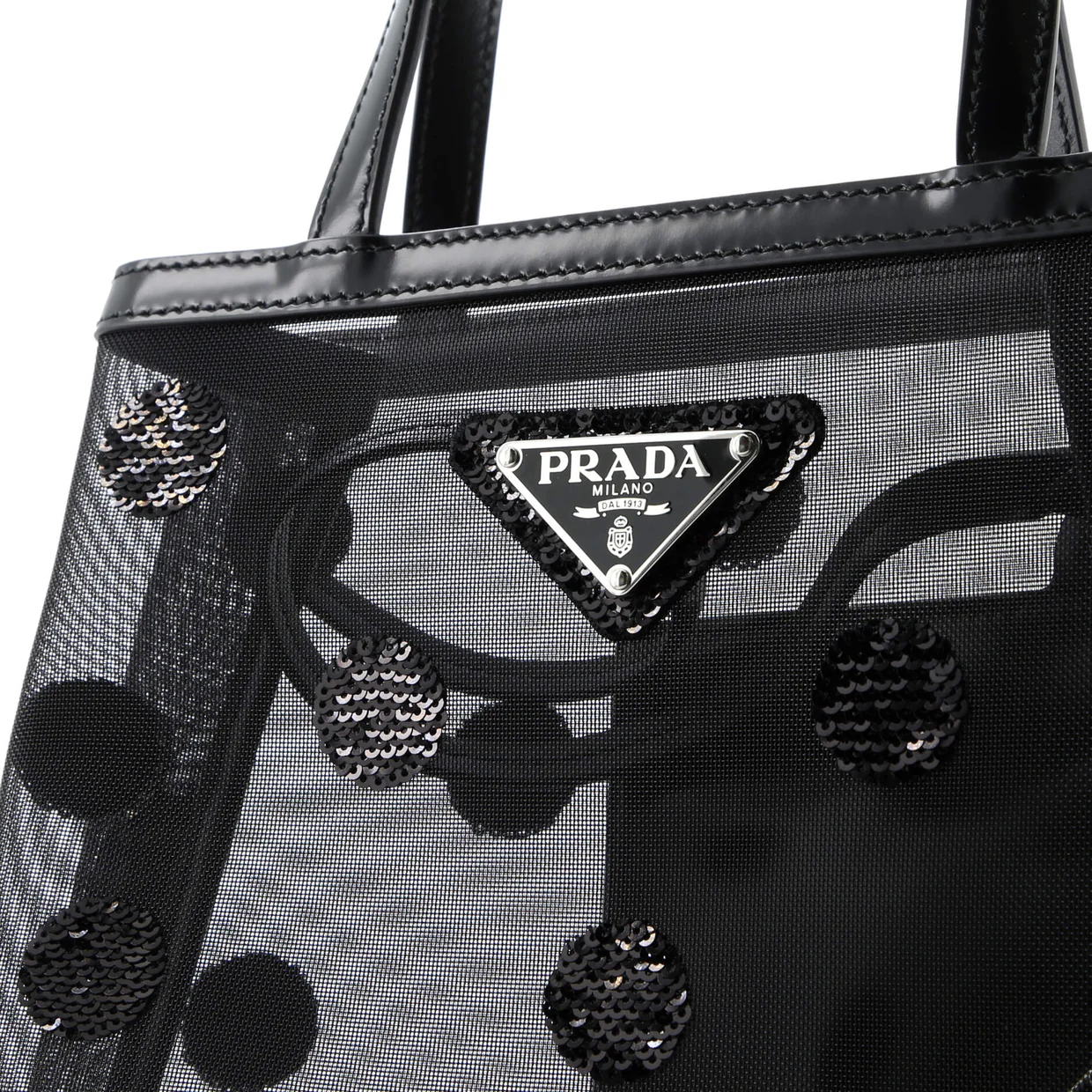 Polka Dot Logo Open Tote Sequined Mesh Small - Deep Luxury