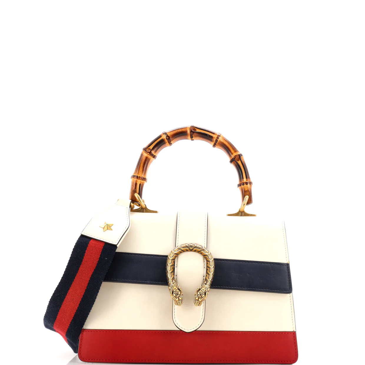 Dionysus Bamboo Top Handle Bag Colorblock Leather Medium - Deep Luxury