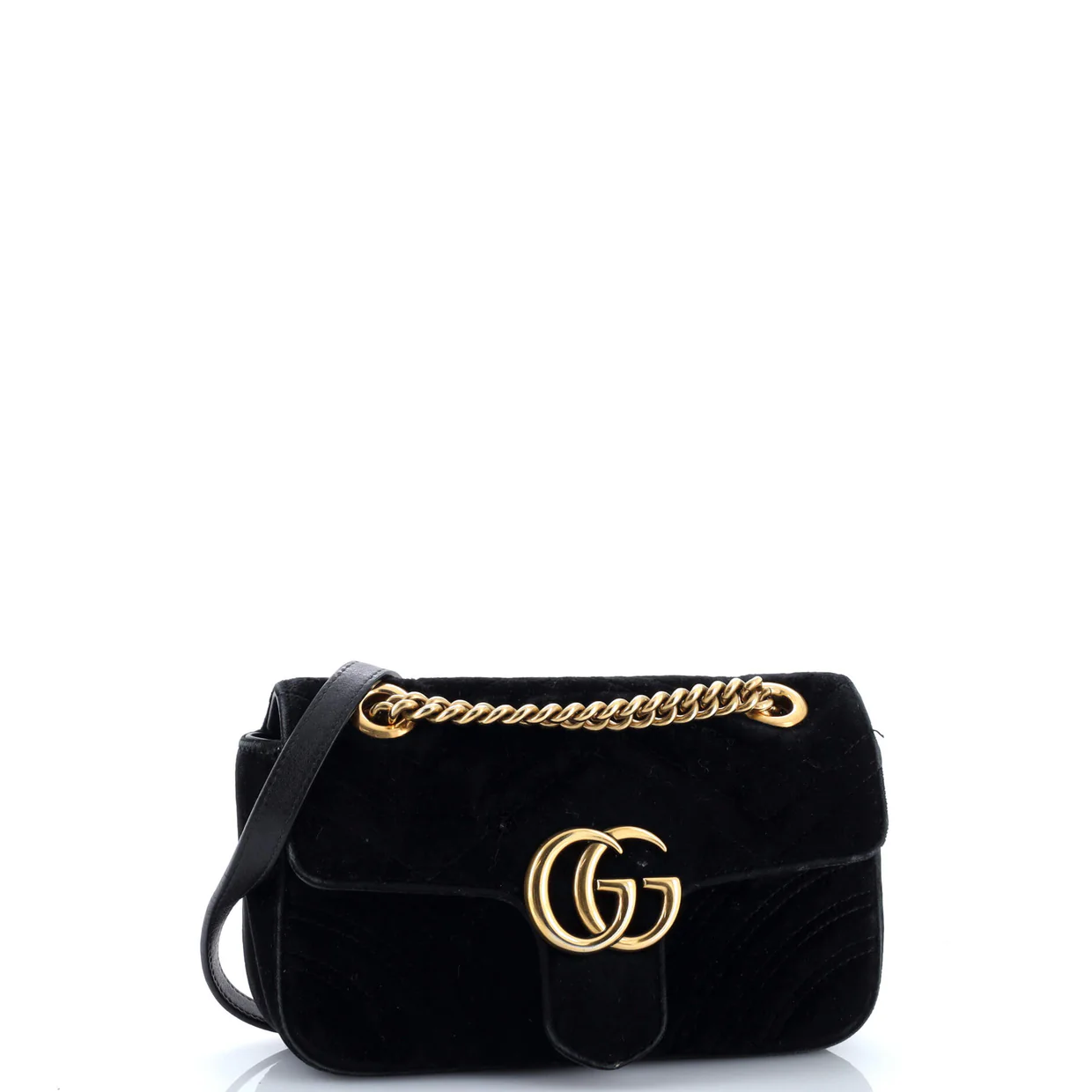 GG Marmont Flap Bag Matelasse Velvet Small - Deep Luxury