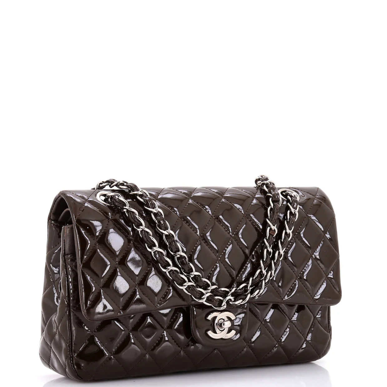 Classic Double Flap Bag Quilted Patent Medium - Deep Luxury