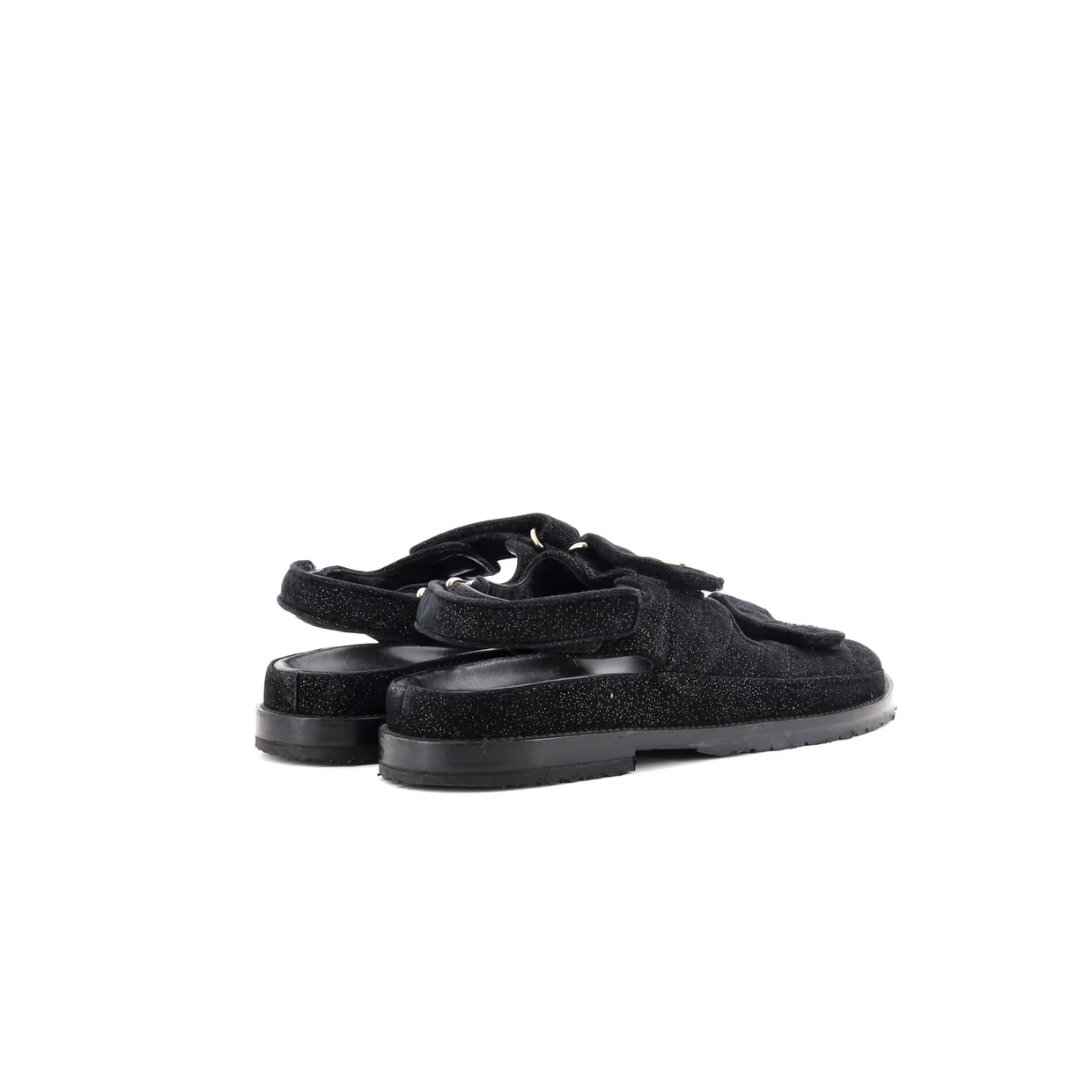 Women's Velcro Dad Sandals Quilted Glitter Suede - Deep Luxury
