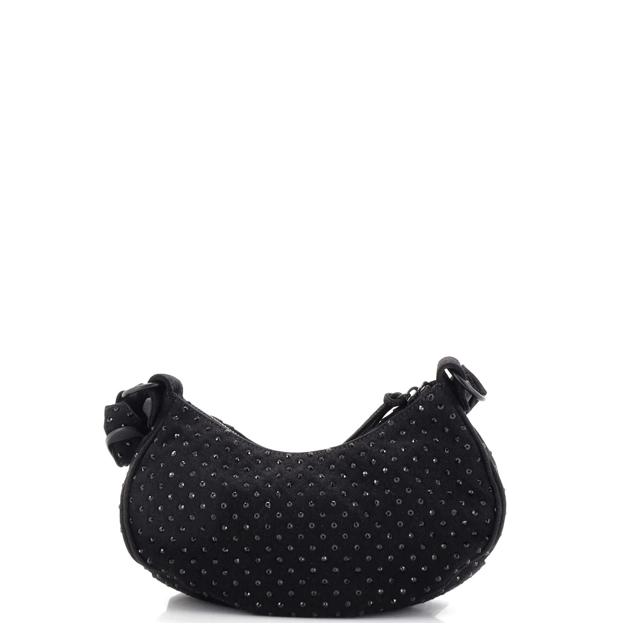 Le Cagole Giant Studs Shoulder Bag Rhinestones XS - Deep Luxury