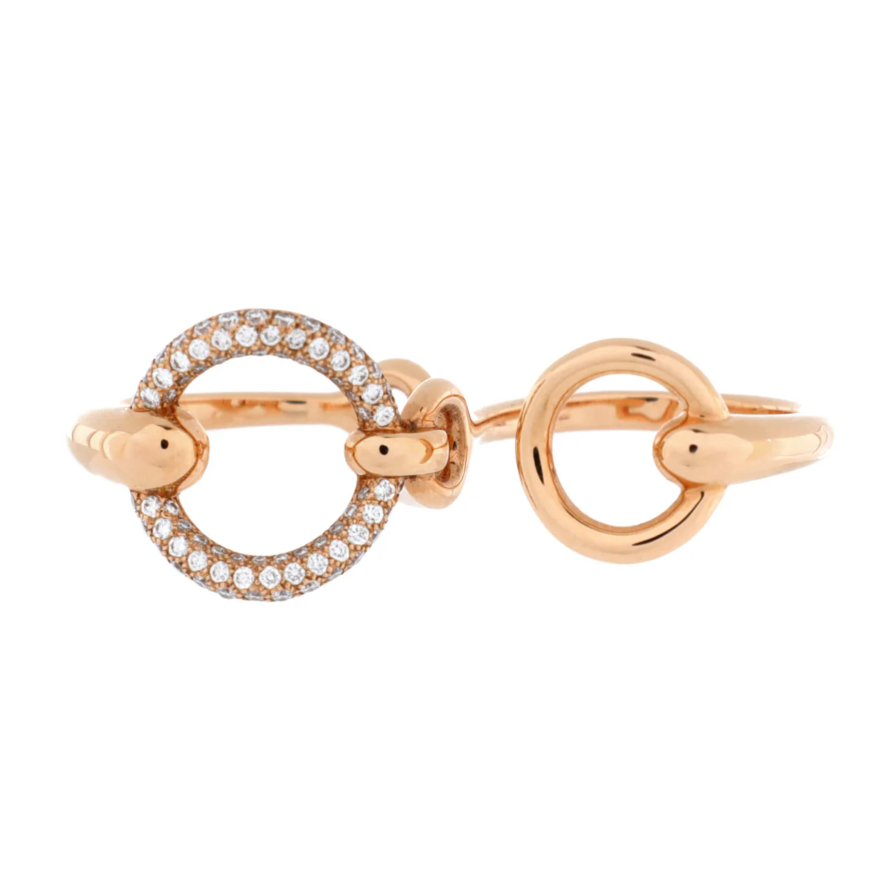 Filet d'Or Double Ring 18K Rose Gold with Diamonds Large - Deep Luxury