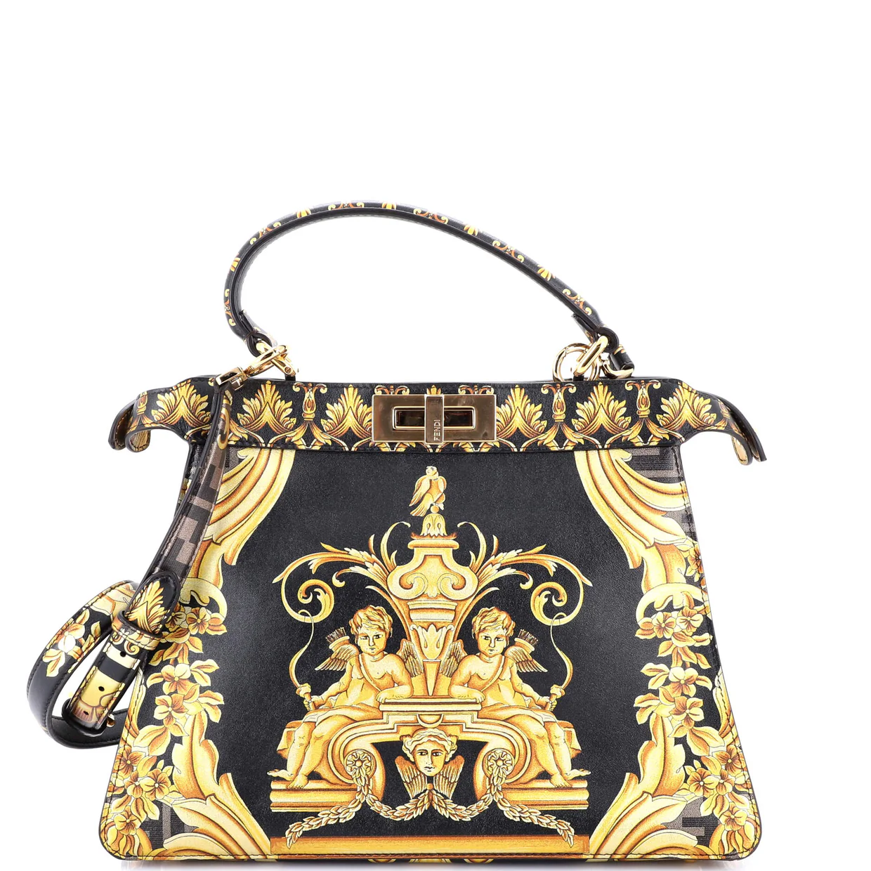 x Versace Fendace ISeeU Peekaboo Bag Printed Laminated Leather Medium - Deep Luxury
