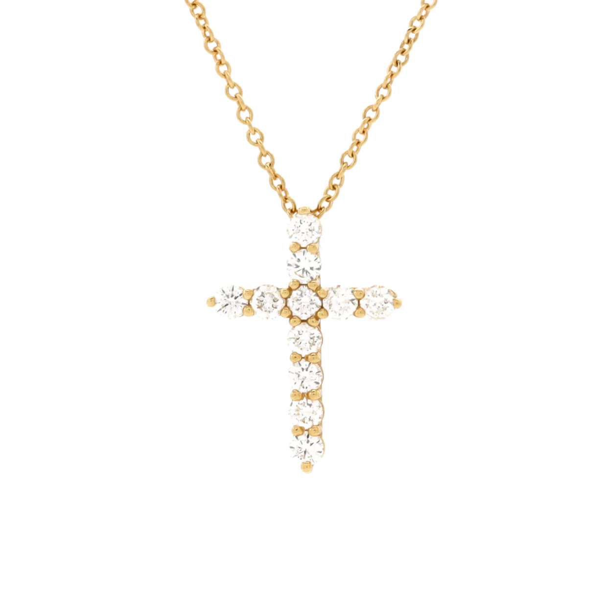 Cross Pendant Necklace 18K Yellow Gold with Diamonds Small - Deep Luxury
