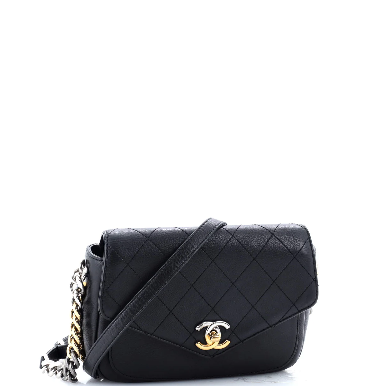 Two Tone Envelope Flap Bag Quilted Calfskin Medium - Deep Luxury