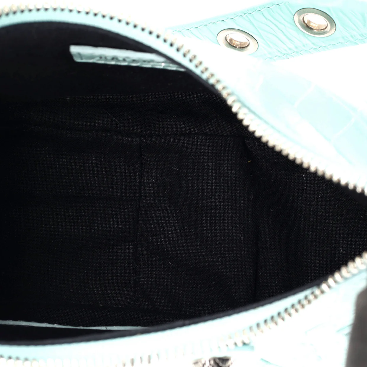 Le Cagole Giant Studs Shoulder Bag Crocodile Embossed Leather XS - Deep Luxury