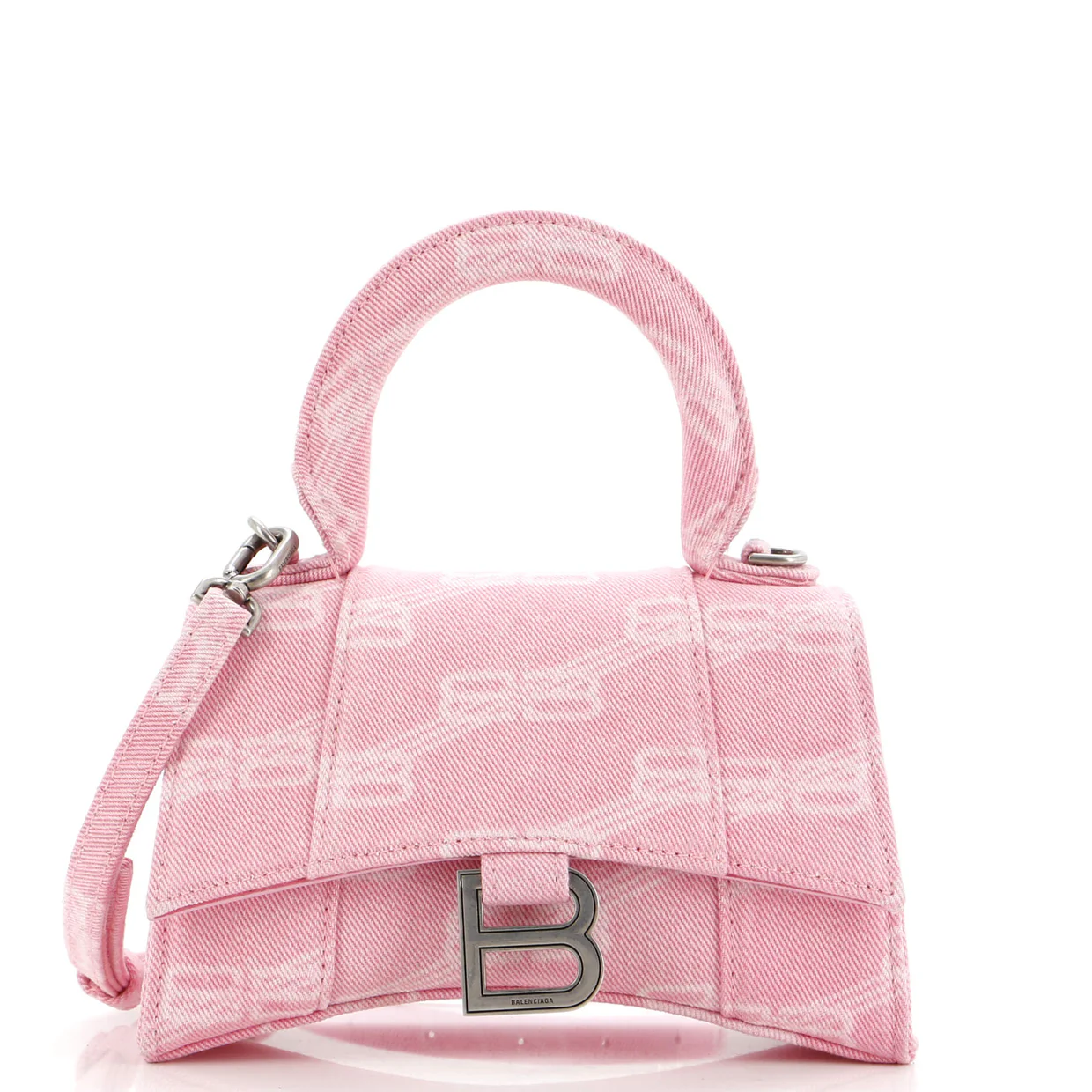 Hourglass Top Handle Bag BB Monogram Denim XS - Deep Luxury
