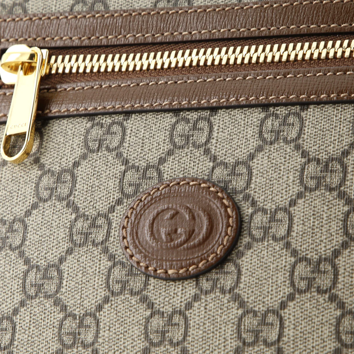 Interlocking G Patch Zip Messenger Bag GG Coated Canvas Small - Deep Luxury