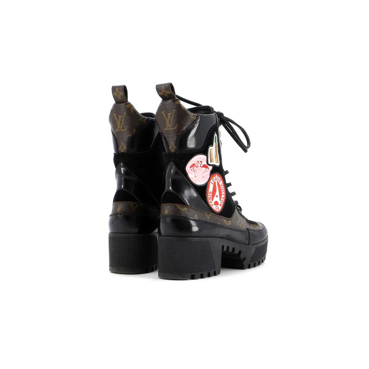 Women's Laureate Platform Desert Boots Limited Edition World Tour Suede with Monogram Canvas and Leather - Deep Luxury