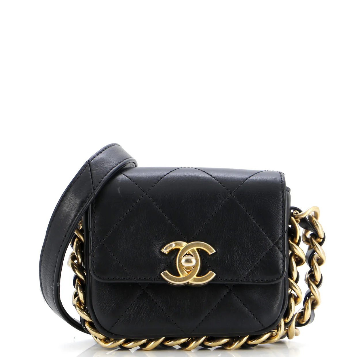 Framing Chain Flap Bag Quilted Calfskin Mini - Deep Luxury
