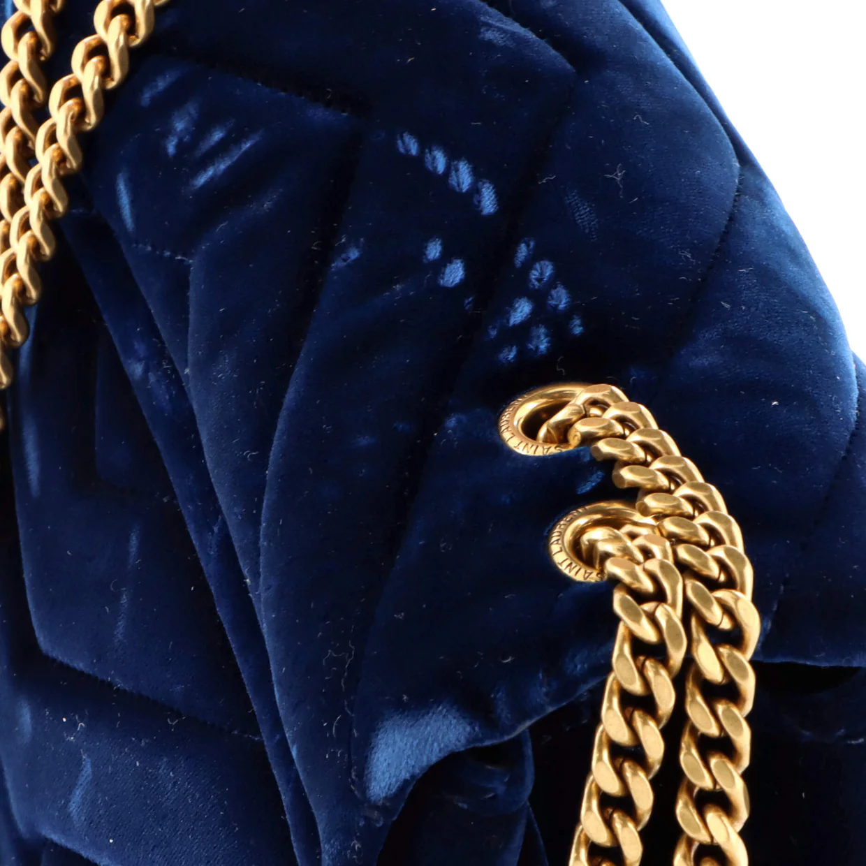 Loulou Shoulder Bag Matelasse Chevron Velvet Small - Deep Luxury