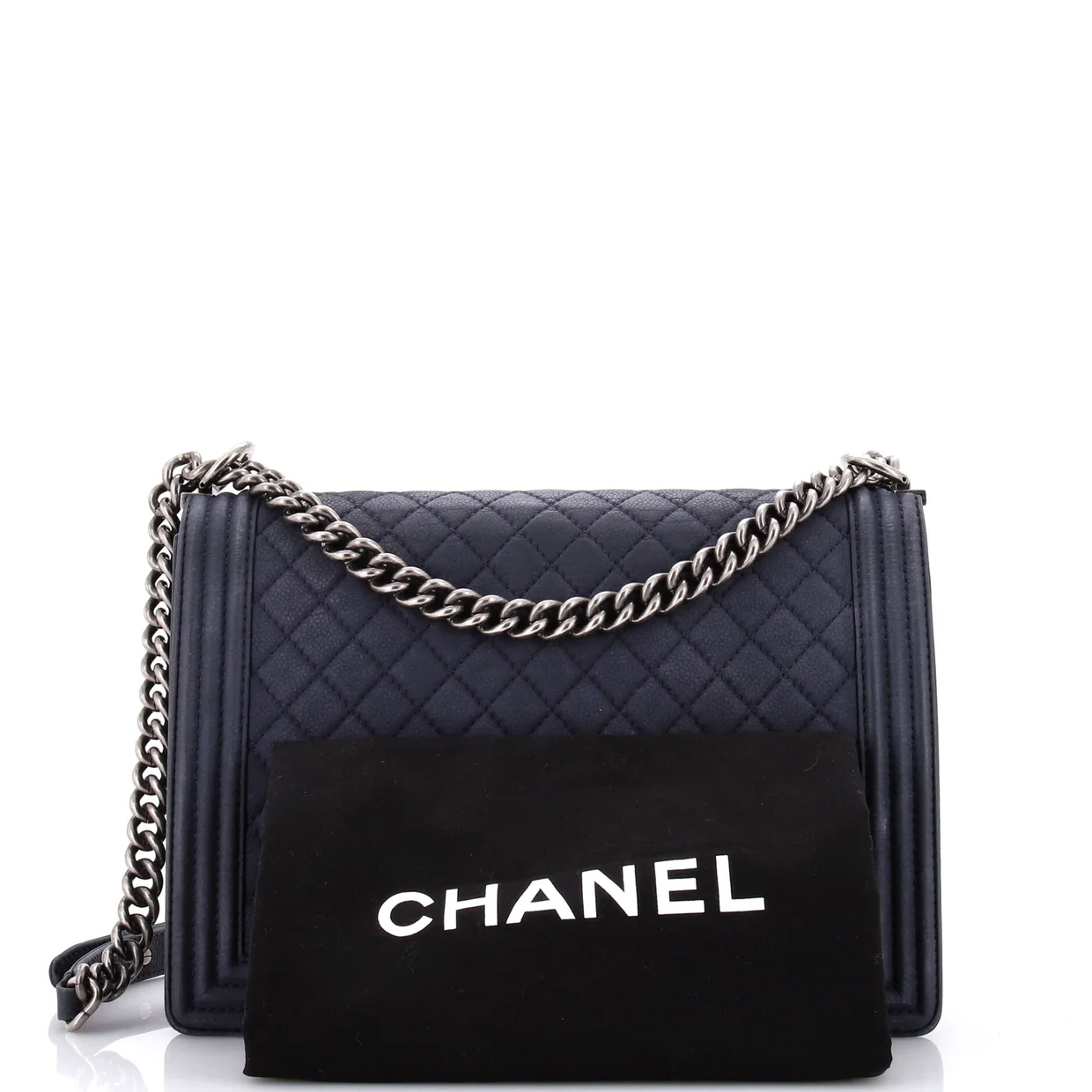 Boy Flap Bag Quilted Matte Caviar Large - Deep Luxury