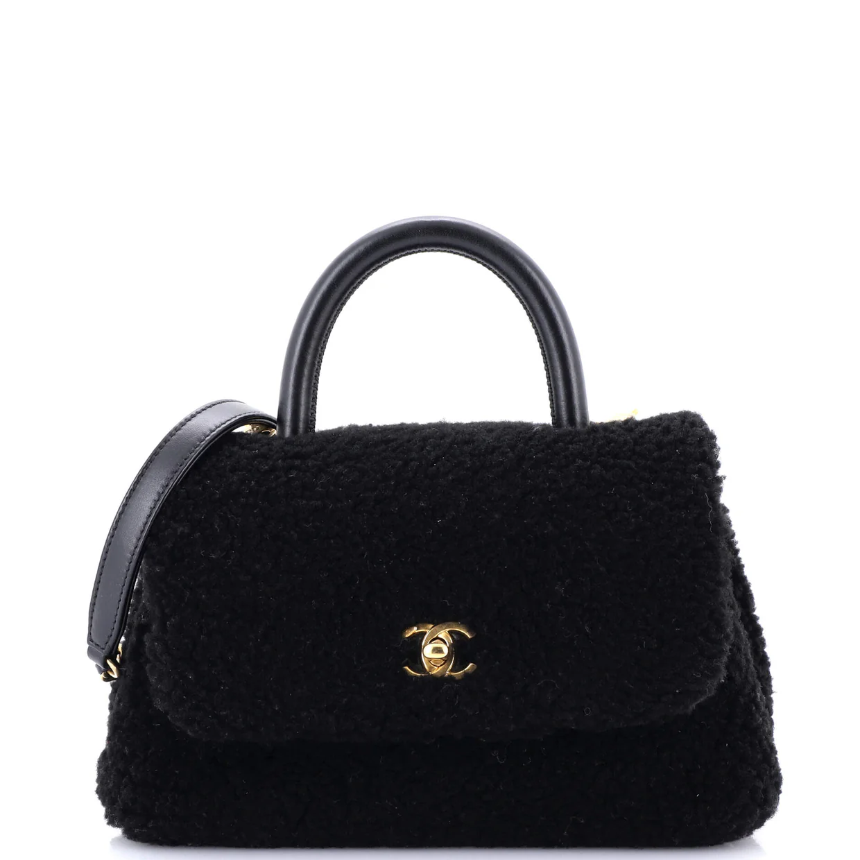 Coco Top Handle Bag Shearling Small - Deep Luxury