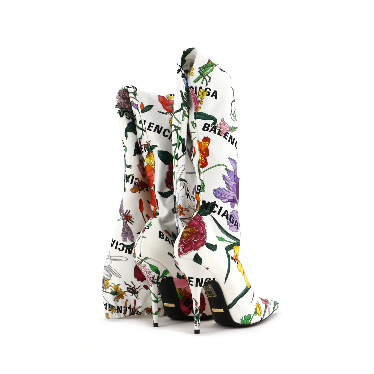 x Balenciaga The Hacker Project Women's Knife Thigh High Boots Flora Fabric - Deep Luxury