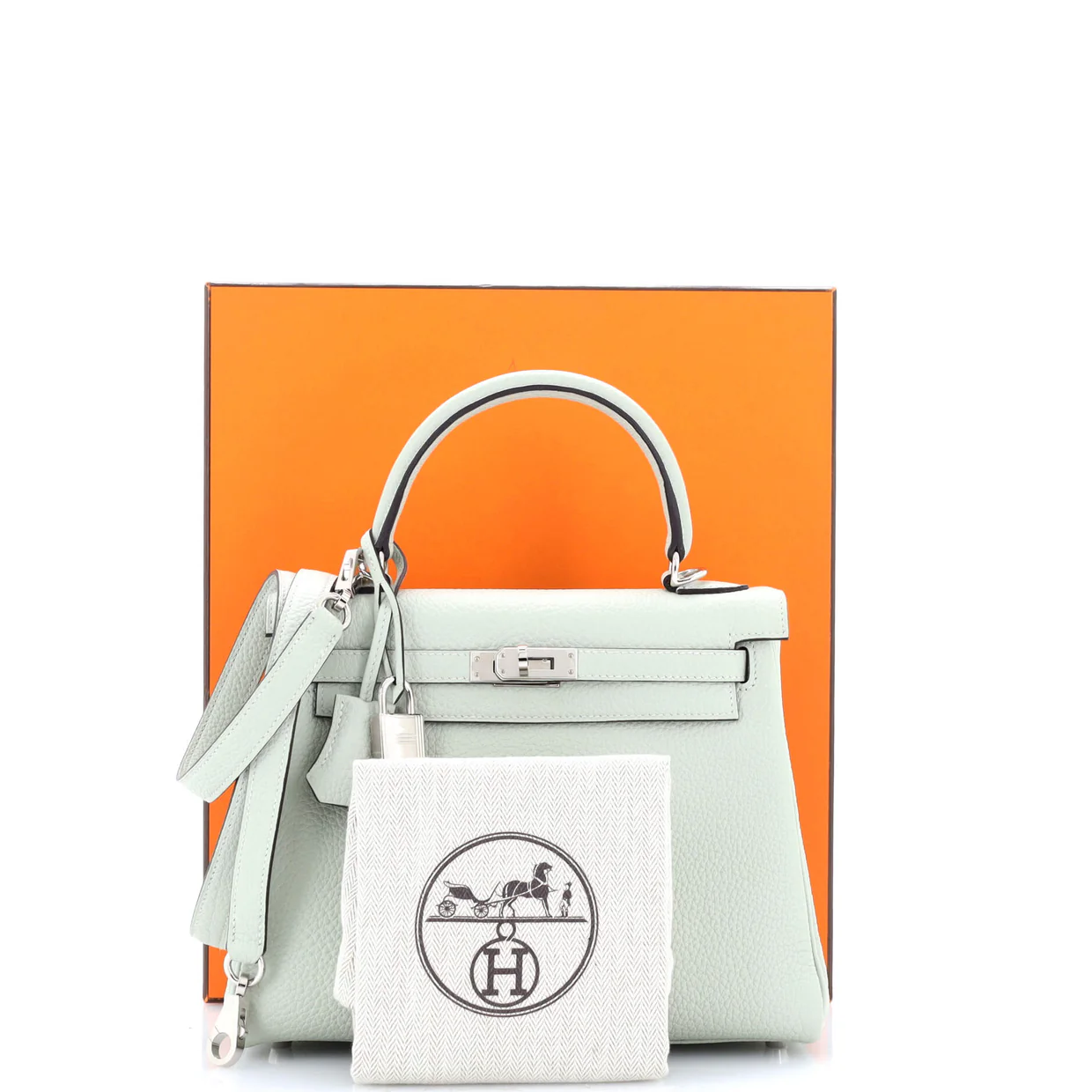 Kelly Handbag Grey Clemence with Palladium Hardware 25 - Deep Luxury