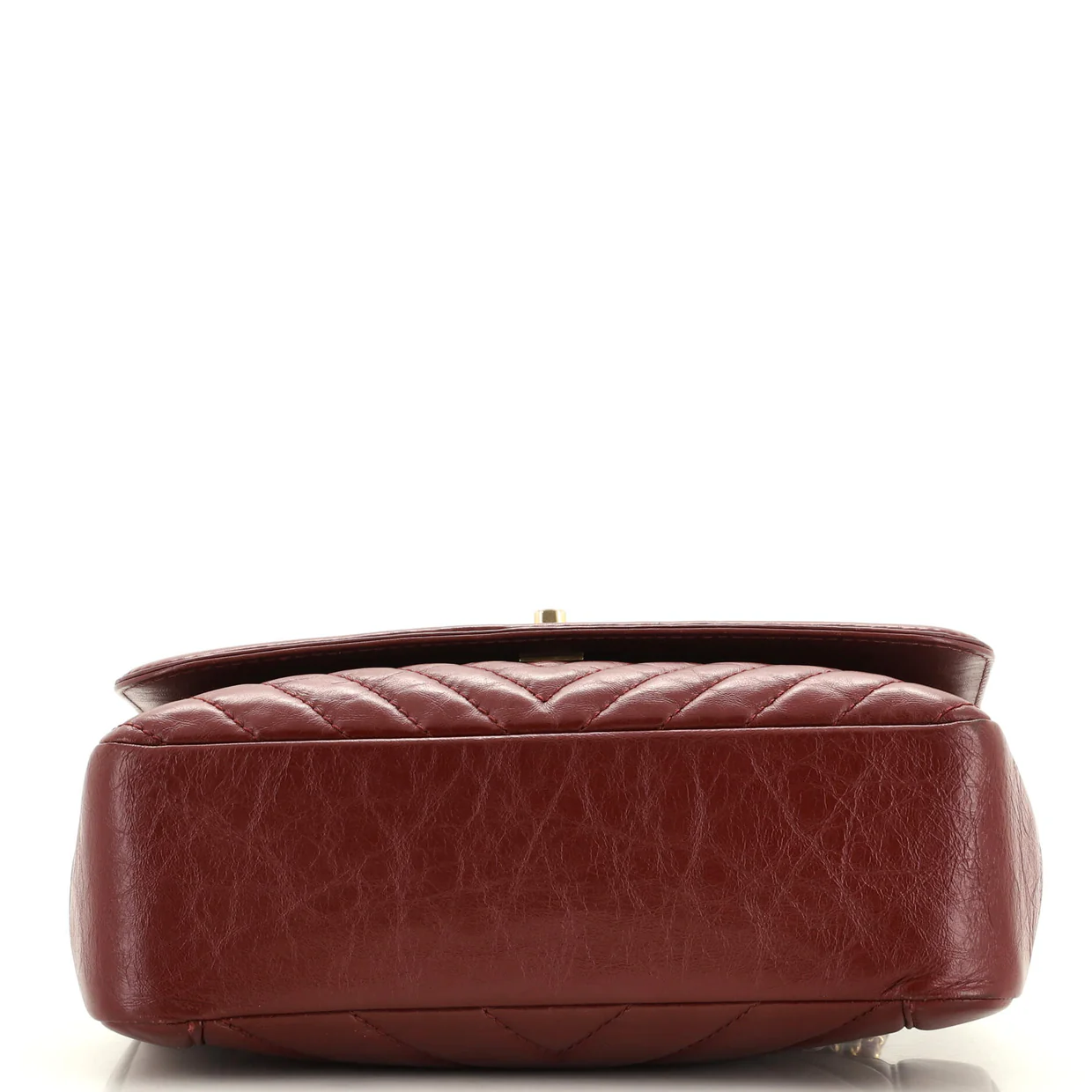 Top Handle Flap Bag Chevron Calfskin Medium - Deep Luxury