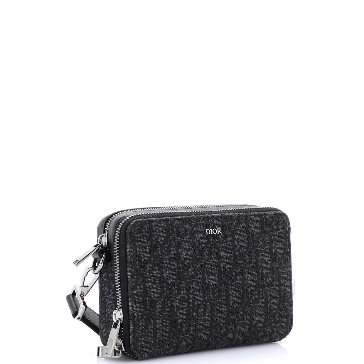 Double Zip Crossbody Pouch Oblique Canvas - Deep Luxury