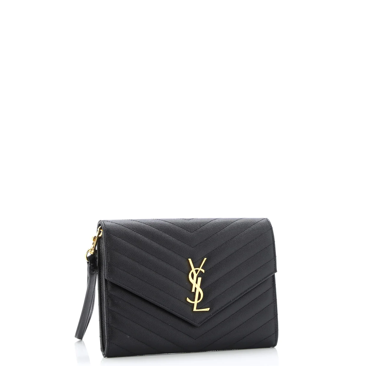 Classic Monogram Envelope Wristlet Clutch Matelasse Chevron Leather - Deep Luxury