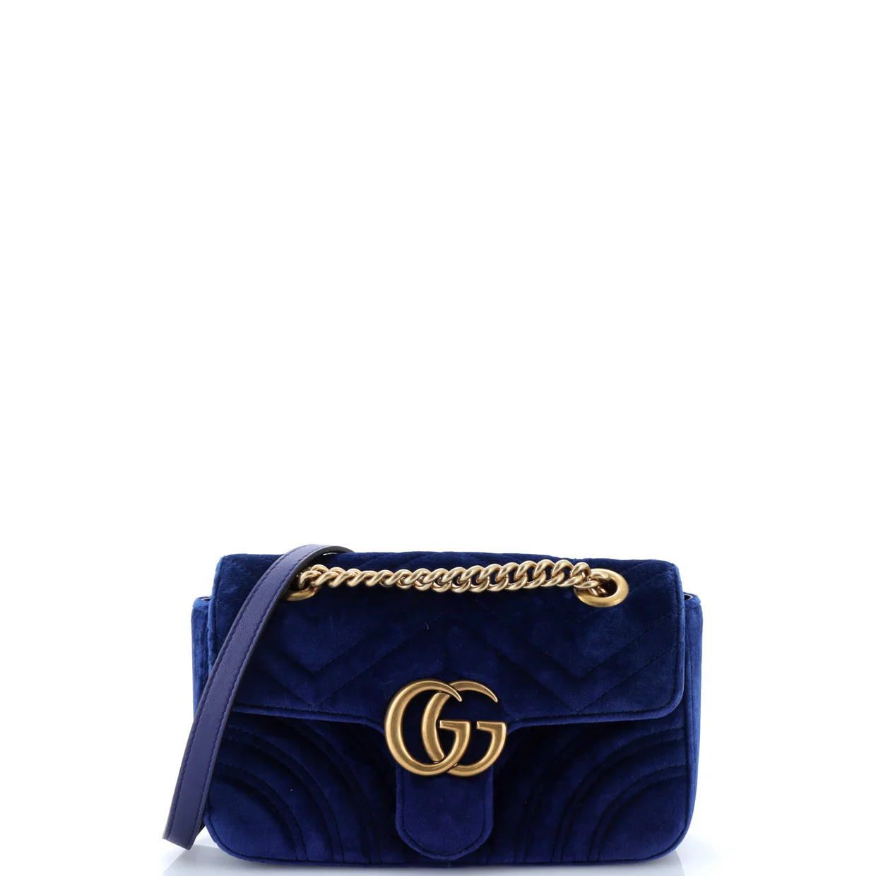 GG Marmont Flap Bag Matelasse Velvet Mini - Deep Luxury