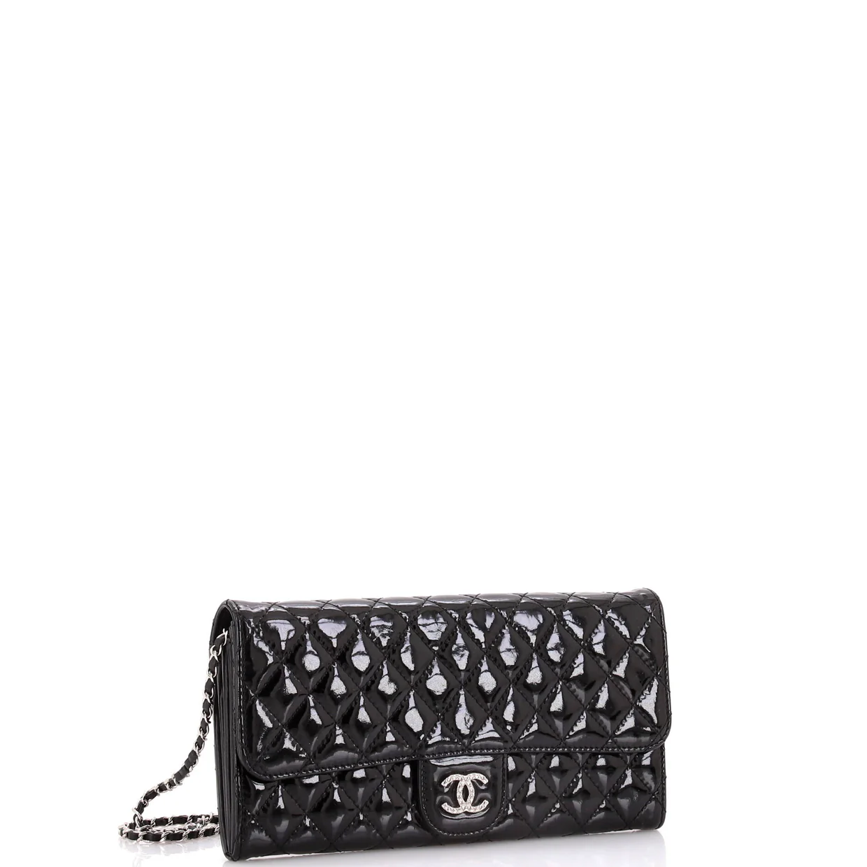 Brilliant Wallet on Chain Clutch Quilted Patent East West - Deep Luxury