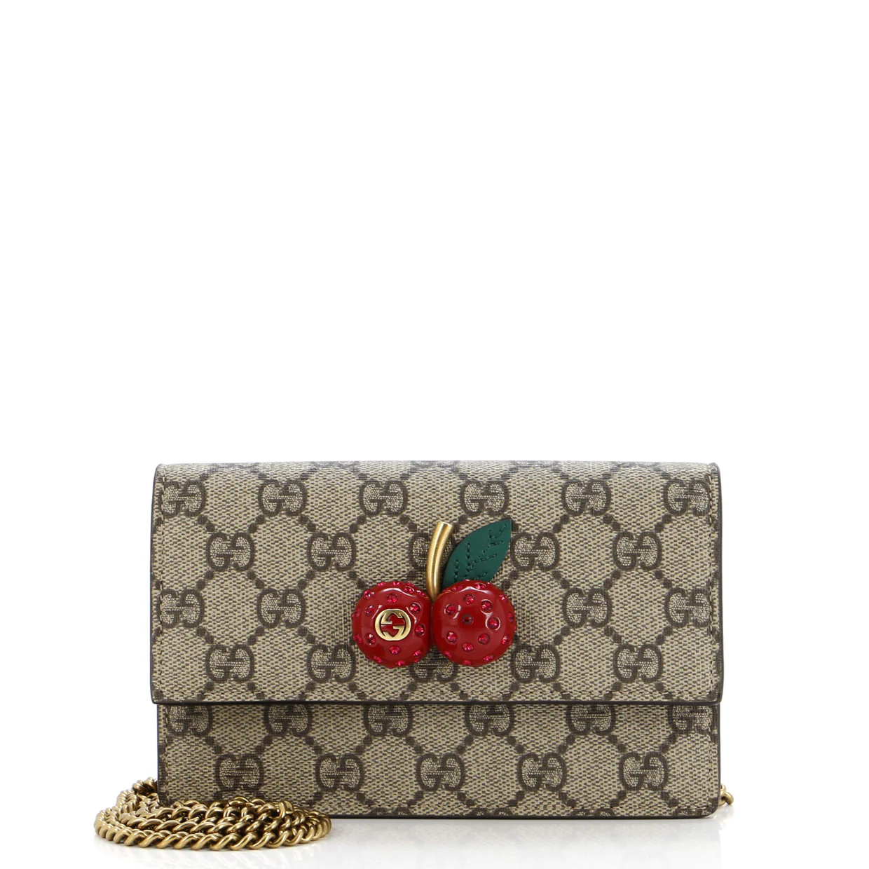 Cherries Wallet on Chain GG Coated Canvas Mini - Deep Luxury